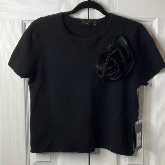 Cyrus - Black Crop Embellished Short
Sleeve Tee Size L - Picture 2 of 9